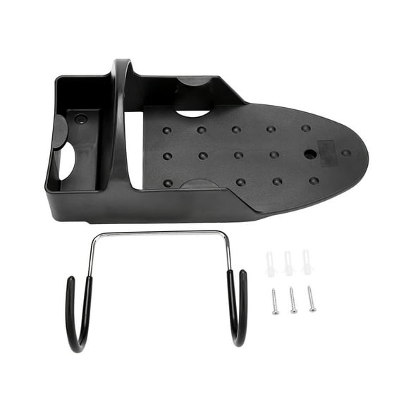 Space-Saving Home Organizer Hook Black Wall-Mounted Iron & Ironing Board Storage Rack
