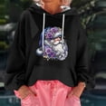 thumbnail image 3 of Women's Christmas Print Loose Casual Long Sleeve Hooded Sweatshirt, Festive Fall Winter Wear with Comfortable Fit and Holiday Design for Seasonal Activities,Black,L, 3 of 7