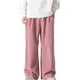thumbnail image 2 of Pantalones largos para hombre, de ocio, de color liso, con botones, cintura elástica y cordón ajustable, de poliéster., 2 of 7