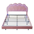 thumbnail image 5 of Queen Upholstered Smart LED Bed Frame with Elegant Flowers Headboard,Floating Velvet Platform LED Bed with Wooden Slats Support,Pink, 5 of 9