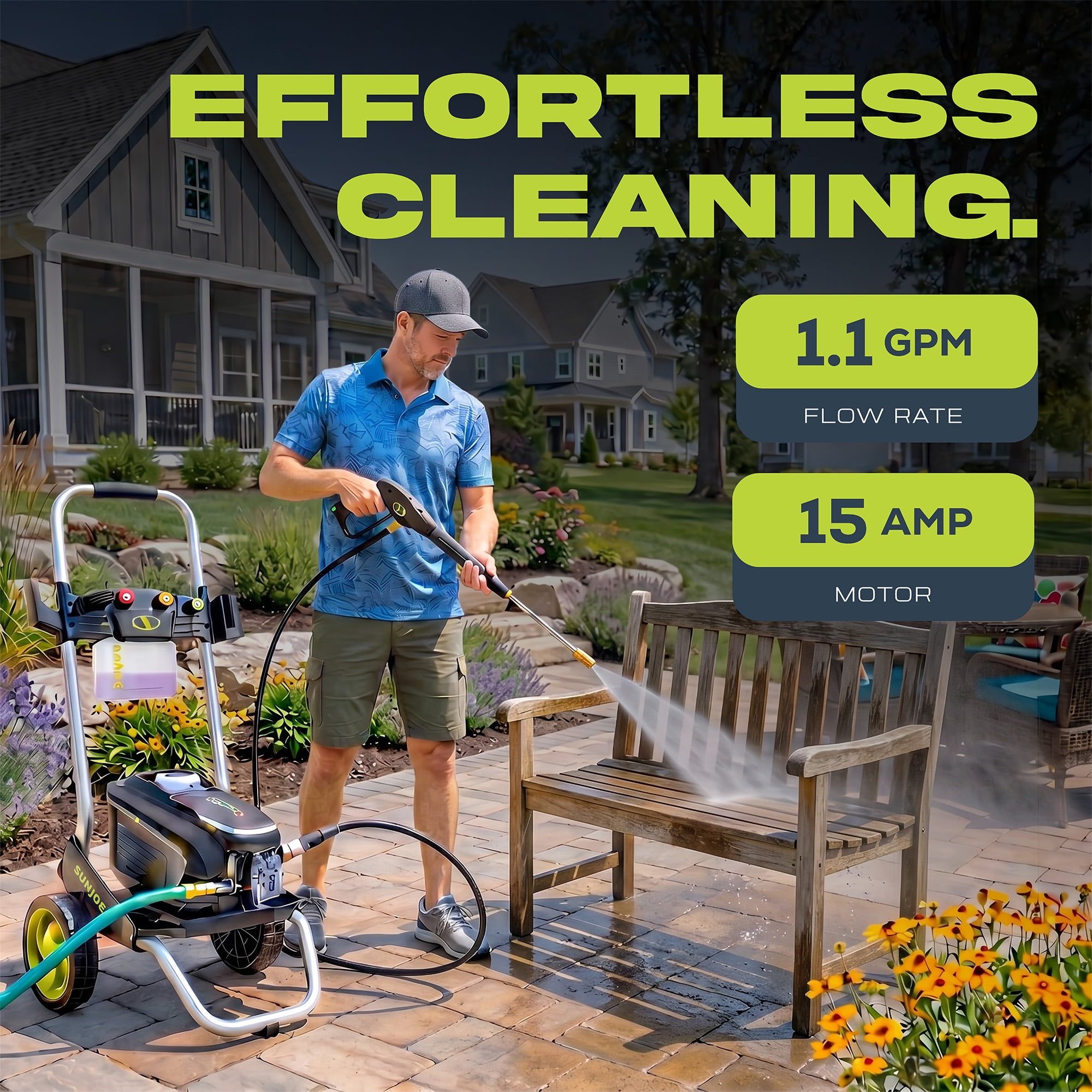 Sun Joe 2200 PSI Electric Pressure Washer with Foam Cannon and Nozzles, SPX7000-MAX
