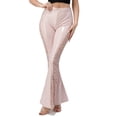 thumbnail image 1 of ClothingAve. Womens Soft Stretchy High Waist Boho Bell Bottom Flare Pants PU Pink Large, 1 of 6