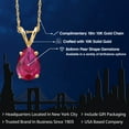 thumbnail image 2 of Gem Stone King 10K Yellow Gold Red Created Ruby Pendant Necklace for Women | 1.25 Cttw | Gemstone July Birthstone | Pear Shape 8X6MM | With 18 inch Chain, 2 of 6