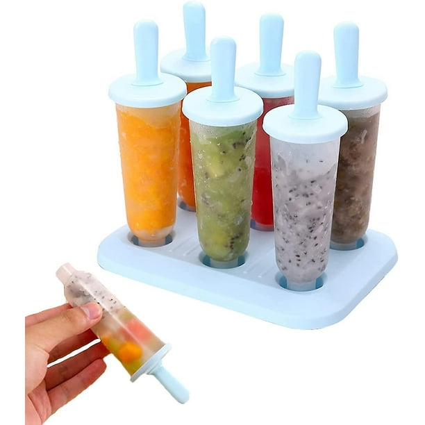 Moldes de silicona antiadherentes reutilizables para paletas (azules), 6 piezas