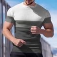 thumbnail image 2 of XUNKUSGA T Shirts for Man Casual Waffle Knit Crewneck Short Sleeve Tee Shirts Mens Fashion Color Block Summer Tops Basic Slim Fit Muscle Tee Shirts S-5XL Gray, 2 of 7