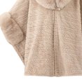 thumbnail image 3 of UTSJKR Women Cable Embossed Faux Fur Collar Cape Coat Buckle Closure Loose Poncho Jacket for Cold Season Daily Outfit Beige, 3 of 4