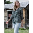 thumbnail image 4 of DARING DIVA Women's V Neck 3/4 Sleeves Vintage Casual Floral Shirts XS Black, 4 of 6