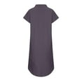 thumbnail image 5 of Ernkv Clearance Midi Denim Dress with Pocket for Women Solid Color Short Sleeve Lapel Neck Dress Button Elegant Leisure Retro Holiday Beach Trendy Clothing Summer Dark Gray XXL, 5 of 9