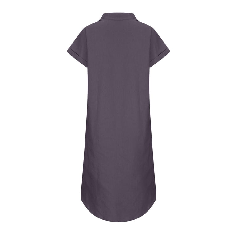 calf length t shirt dress Drindf Summer Denim T-Shirt Dress for Women Casual Midi Calf Length Dresses Loose Fitting Button Down Dress with Pockets, Women's, Size: 2XL, Blue