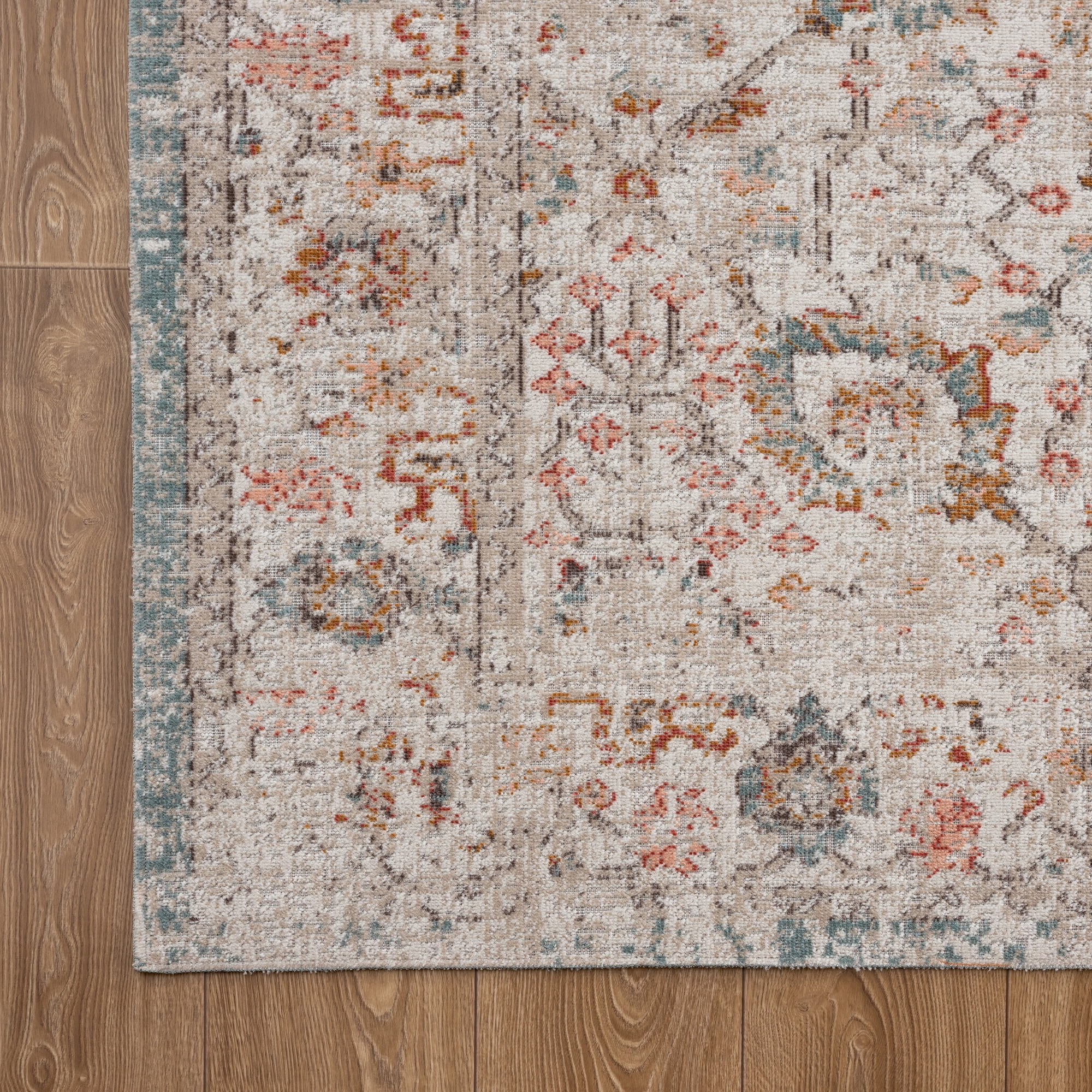 Ox Bay Blake 5'3" x 7'10" Beige/Blue Traditional Durable Performance Indoor/Outdoor Area Rug