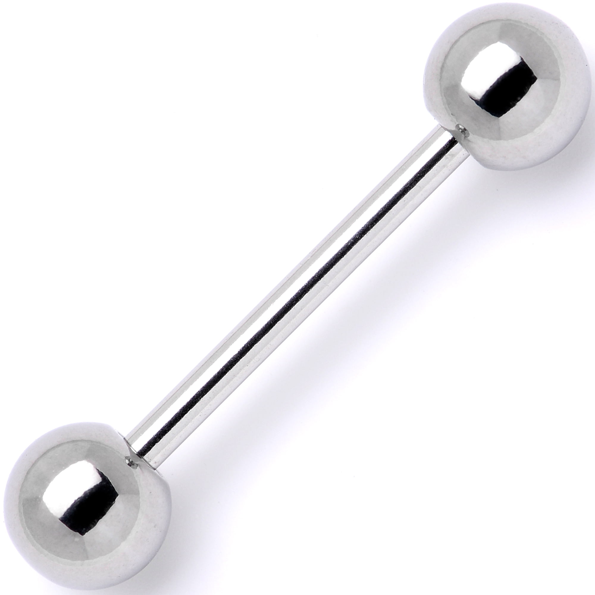 Unisex Stainless Steel Barbell Tongue Ring Double Screw Ball Tongue Piercing 14G 