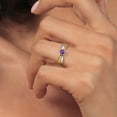 thumbnail image 4 of Gem Stone King 925 Silver and 10K Yellow Gold Purple Amethyst Solitaire Engagement Ring for Women (0.25 Cttw, Round 4MM, Gemstone Birthstone, Available in Size 5, 6, 7, 8, 9), 4 of 4