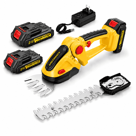 UNTIMATY Hedge Trimmer Cordless, 2 in 1 Handheld Electric Grass Trimmer , Trimmer for Bush,Tree, Garden, Patio and Lawn