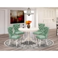 thumbnail image 2 of East West Furniture HLDA5-LWH-22 5 Piece Dining Table Set for Small Spaces Contains a Round Kitchen Table with Pedestal and 4 Upholstered Chairs, 42x42 Inch, linen white, 2 of 6