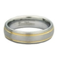 thumbnail image 2 of MJ Metals Jewelry Unisex White Tungsten Carbide 6mm Brushed 2 Gold Stripes 6mm Wedding Ring Size 13, 2 of 5