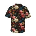 thumbnail image 3 of Uemuo Rose Flowers Printed Regular Fit Short Sleeve Casual Hawaiian Shirt for Men,Aloha shirt,Tropical shirt,Floral print shirt,Vacation Beach shirt-Small, 3 of 9
