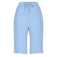 thumbnail image 6 of Endives Linen Shorts For Women Knee Length Tie High Waisted Elastic Casual Wide Leg Short Summer Pants Daily Wear, 6 of 8