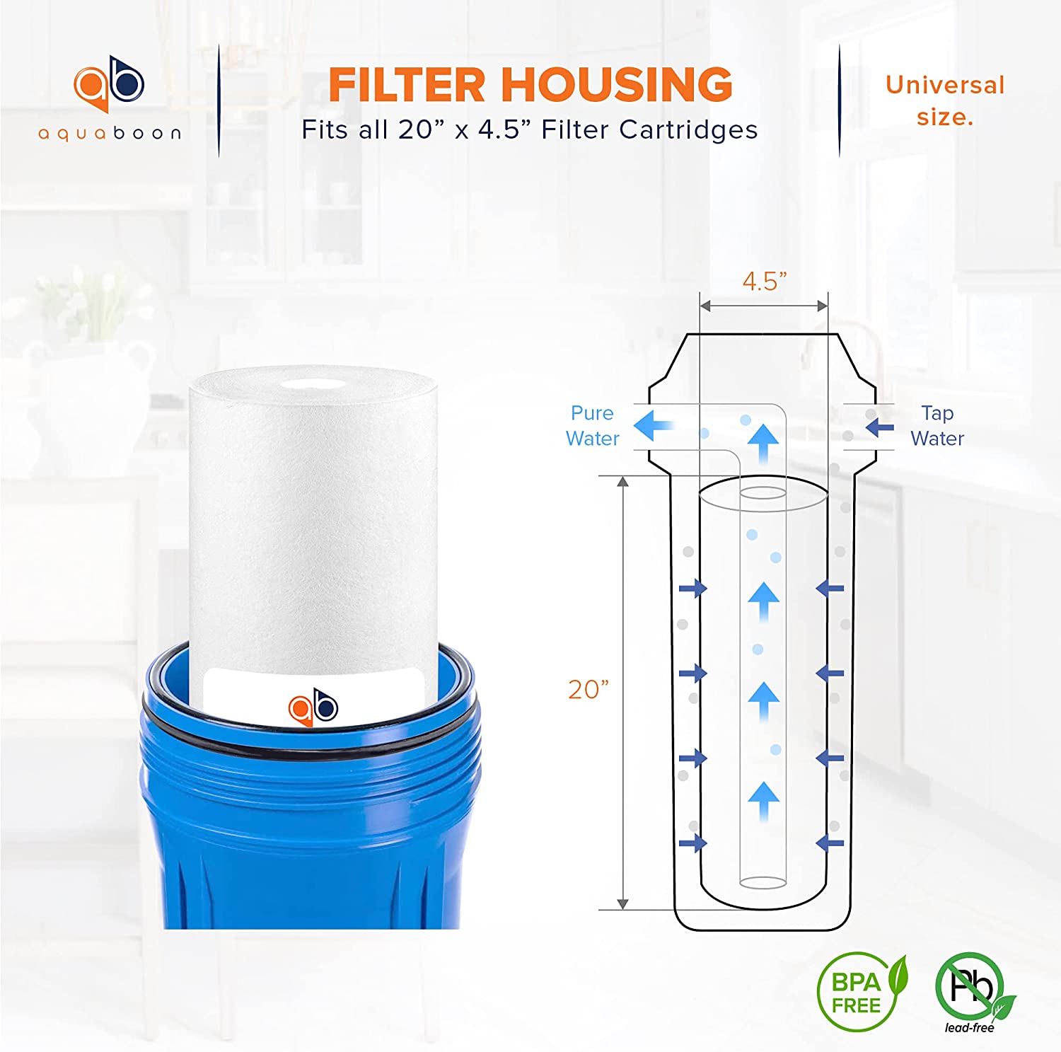 Aquaboon 6-Pack of 1 Micron 20" Sediment Water Filter Replacement Cartridge | Whole House Sediment Filtration | Compatible with AP810-2, SDC-45-2005, FPMB-BB5-20, P5-20BB, FP25B, 155358-43