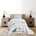 thumbnail image 4 of Ambesonne Dog Lover Quilted Bedspread Set 2 Pcs, Paw Print and Bones, Twin Size, Umber Beige Grey, 4 of 5