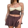 thumbnail image 1 of PENGXIANG Licol Femmes Cami Tops Sans Manches Contraste Couleur Slim Fit Ruched Knit Camisole, 1 of 4