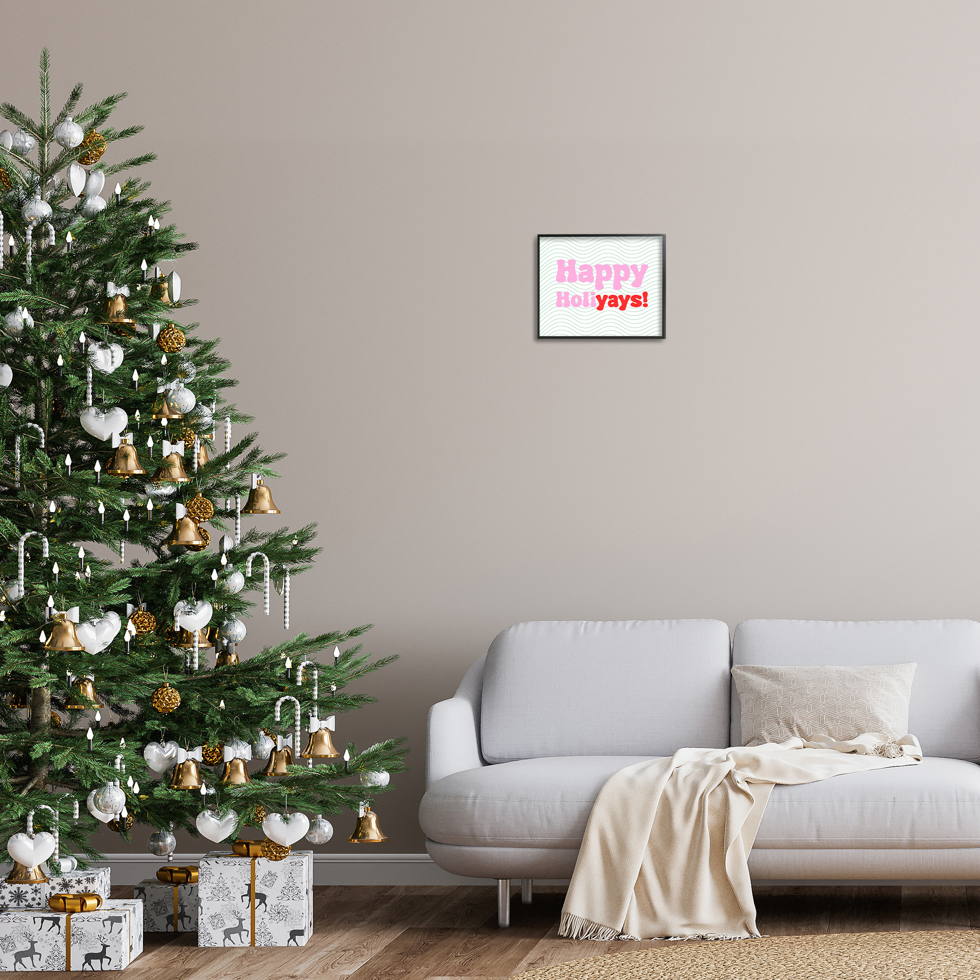 Stupell Industries Happy Holiyays Patterned Holiday Painting Black Framed Art Print Wall Art, 14 x 11