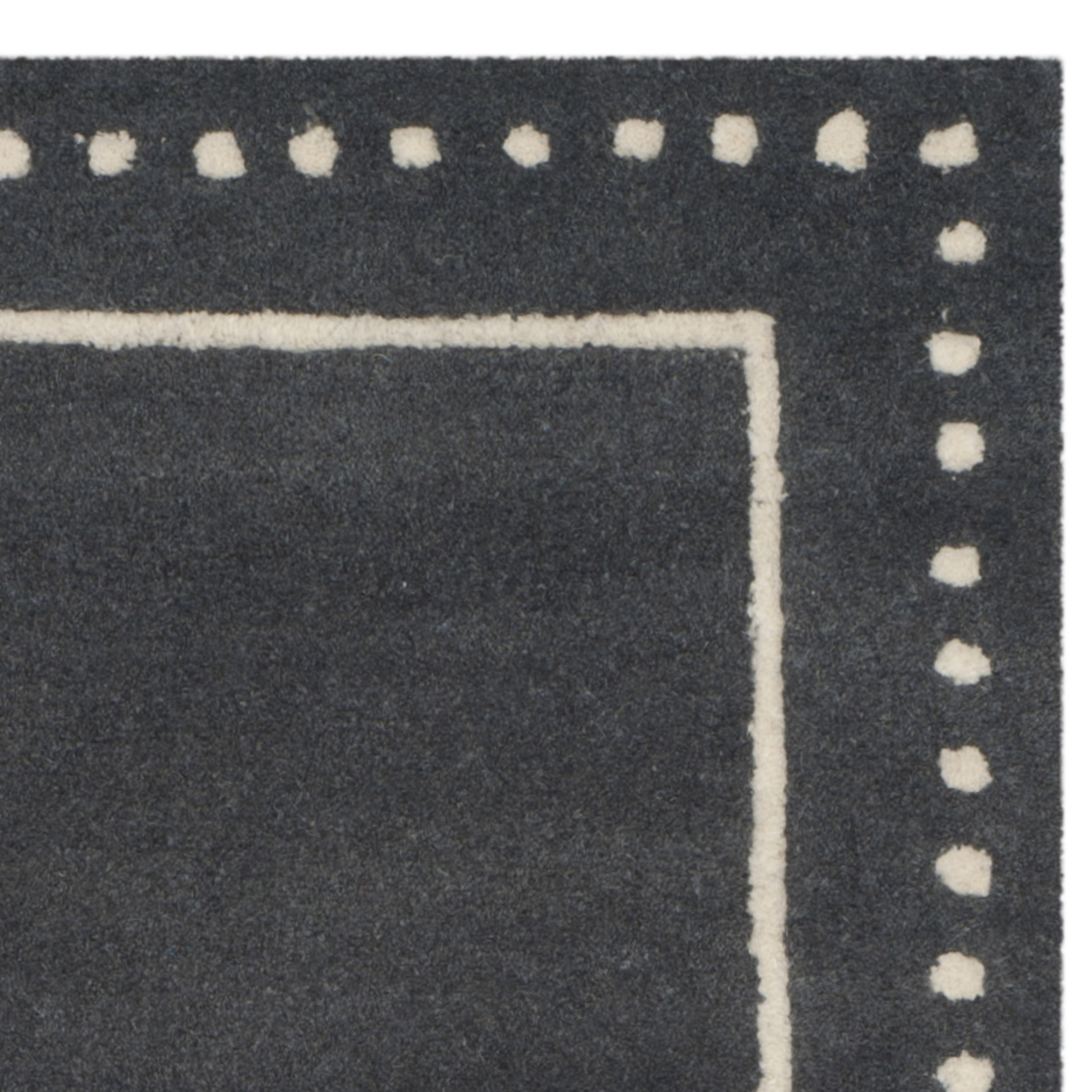 SAFAVIEH Bella Danita Plain Dotted Bordered Wool Runner Rug, Dark Grey/Ivory, 2'3" x 9'
