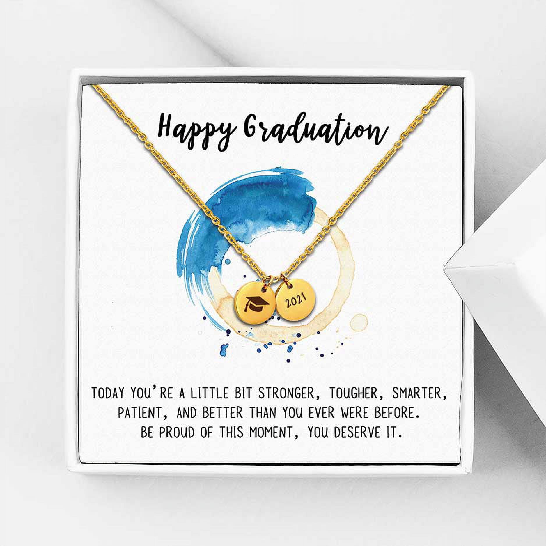 Anavia Graduation Gift for Her - 2021 College Graduation Gifts for Friend - Stainless Steel Engraved Bachelor Cap Necklace - Happy Graduation Gift for Daughter