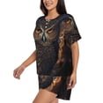 thumbnail image 2 of Fuzoiu Classical Style Brown Owl Print Women's Short-Sleeved Pajama Set,Lounge Sleepwear Set,Womens Pajama Sets 2 Piece,Button-Up Top and Shorts with Pockets-X-Large, 2 of 7