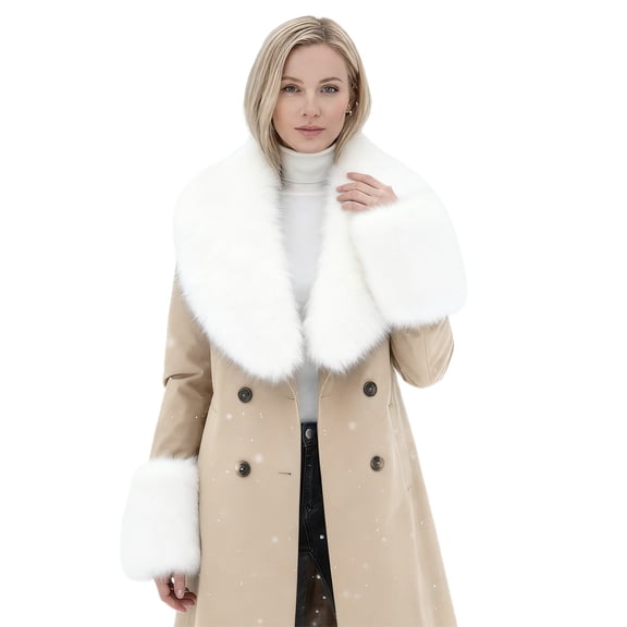 GTEYOIJN White Evening Shawl Fur Collar Scarf for Women Faux Fur Scarves Neck Shrug for Fall Winter Evening Shawl