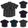 thumbnail image 4 of Plaid Shirts for Men Vintgage Short Sleeve Button Down Shirt Casual Formal Business Gingham Shirts with Pockets, 4 of 5