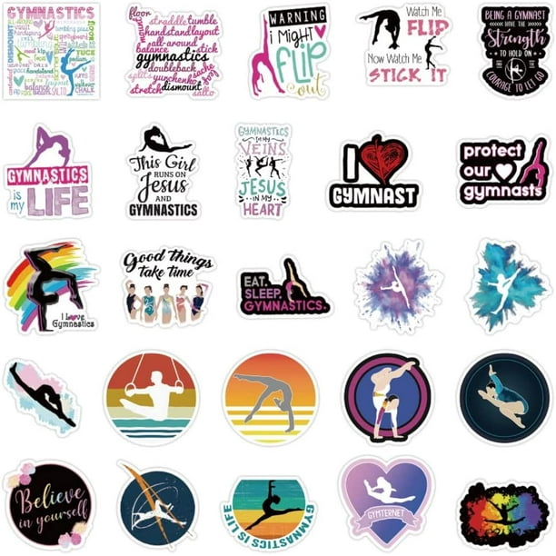 100 PCS Gymnastics Stickers, Gymnastics Gifts Stickers for Laptop, Water  Bottles, Luggage, Computer, Cell Phone 