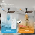thumbnail image 4 of Ventilador de Techo con Luz para Recámara: Ventilador de Techo Pequeño y Silencioso de 30 Pulgadas con Control Remoto - 6 Velocidades y 3 Cc - Motor CC Reversible - Uso en Interiores y Exteriores - 3 Aspas de Nogal, 4 of 7