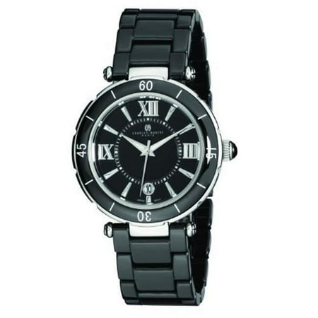 Charles-Hubert- Paris 3879-B Stainless Steel Case and Ceramic Band Quartz Watch