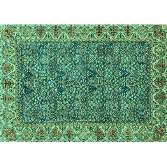 Ahgly Company Indoor Rectangle Abstract Turquoise Blue Modern Area Rugs, 8' x 10'