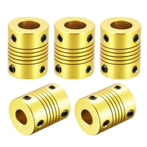5 Pcs 10mm to 8mm Aluminum Alloy Shaft Coupling Flexible Coupler L25xD20,Golden Tone