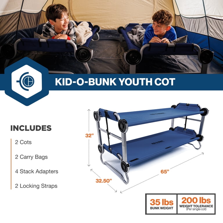 Disc-O-Bed, Youth Double Cot, Navy, 200 lb Capacity, Portable