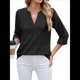 thumbnail image 1 of Blusa Informal con Cuello en V para Mujer, con Ojales, Bordada y Hueca, Ideal para Playa y Vestir. Negro XL, 1 of 10
