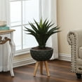 thumbnail image 3 of LuxenHome Butterfly Embossed Brown 12.25" Round MgO Planter with Wood Legs, 3 of 5