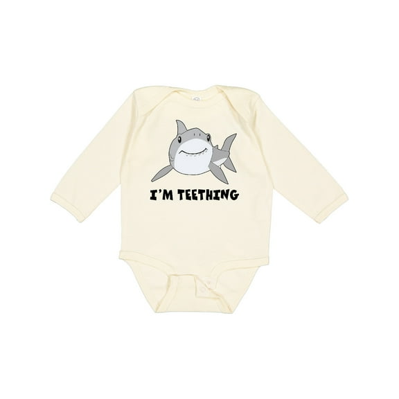 Inktastic I'm Teething Cute Shark Boys or Girls Long Sleeve Baby Bodysuit