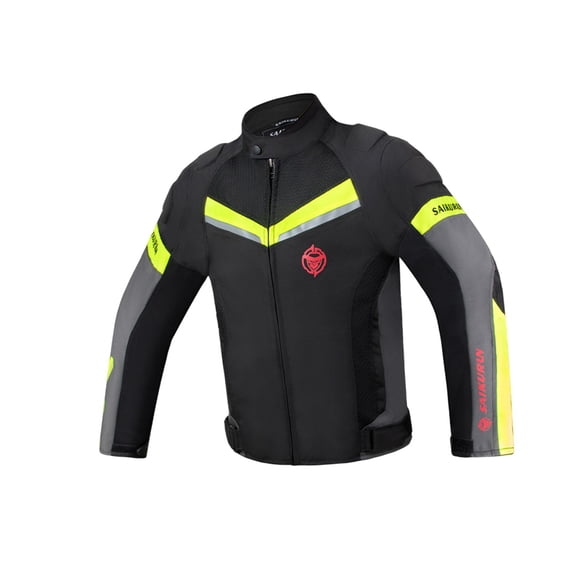 Chaqueta de motociclista Chaqueta de motociclista con almohadillas de reflectantes para motociclista de verano Protección contra impactos Negro Verde XXXL