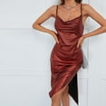 thumbnail image 4 of Bigersell Tank Dress for Women Long Length Summer Women Fashion Nightclub Sleeveless V-Neck Backless Bronzing Strap Dress Big & Tall Bodycon Dress Style 19058, Female Below The Knee Dresses Red L, 4 of 6