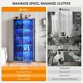 thumbnail image 3 of 65" Tall Display Cabinet with Doors and Adjustable Shelves, 5 Tier Display Case with Metal Handle/LED Lights/Human Sensor, Bookcase for Collectibles Office, Grey, 3 of 9