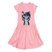 Babula Kids Girls Cute Cat Print T-Shirt Dress