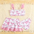 thumbnail image 5 of Shadoumai Girls Tankini Swimsuit 2 Piece Criss Cross Bathing Suit Contrast Trim Ruched Girls' Swimwear for 9-16Y, 5 of 7
