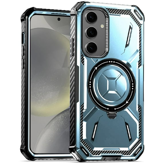 For Samsung Galaxy S24 Case Heavy-Duty Metal Ring Stand Magnetic Charging Cover