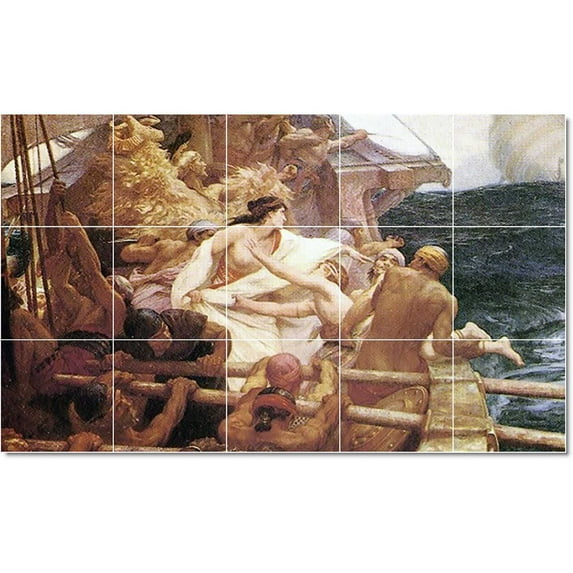 Ceramic Tile Mural-Herbert James Draper Mythology Tile Mural Interior Renovate. 40" w x 24" h using (15) 8 x 8 ceramic tiles