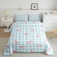 thumbnail image 2 of Feelyou Kawaii Cartoon Bow Queen Comforter Set, Cute Princess Ribbon Bedding Sets, Fashion Blue Buffalo Reversible Bedding Comforter Set, Luxury Bedroom Decor, 3 Pieces, 2 of 8