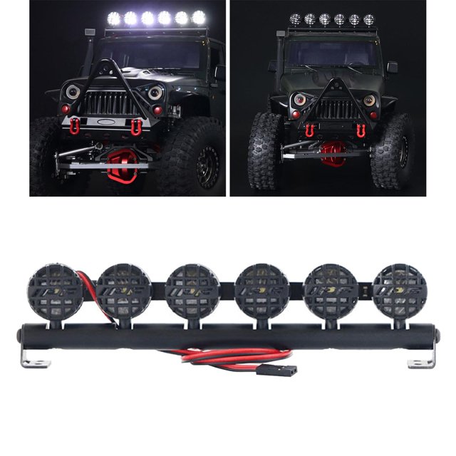 Luz del coche RC perfecl Multi-head Headlight Bar de tejado de metal 6 cabezas