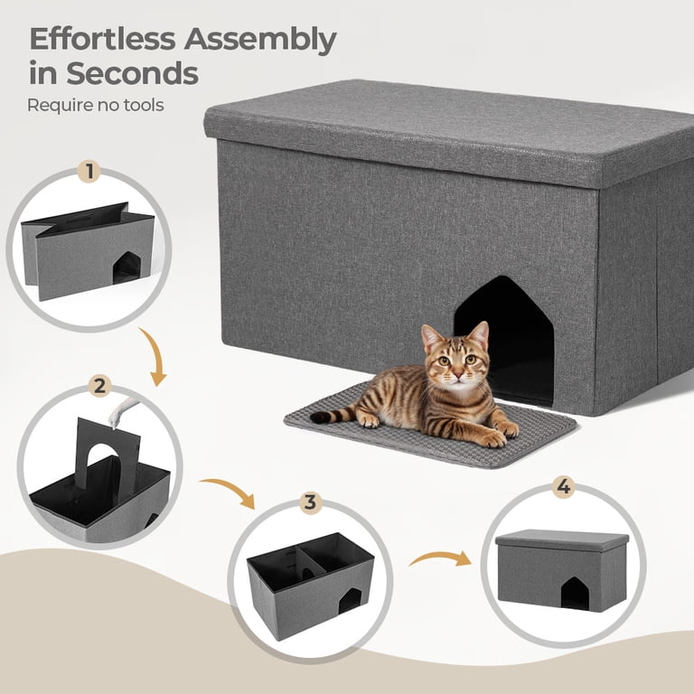 DOMIPET Foldable Cat Litter Box Enclosure Bench with Storage photo 6