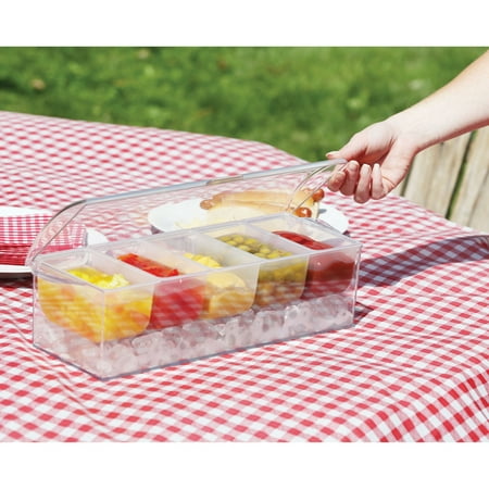- Icy Cold Condiment Server - Plastic Portable Picnic Party Serving Tray